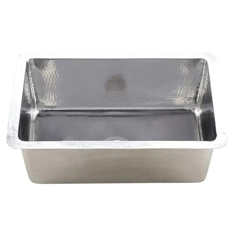Thompson Villa 30" Hammered Stainless Steel Single Bowl Kitchen Sink - KSU-3020HSS from above view showcasing sleek design.