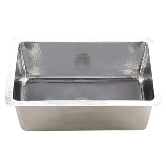 Thompson Villa 30" Hammered Stainless Steel Single Bowl Kitchen Sink - KSU-3020HSS from above view showcasing sleek design.