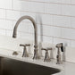 Kingston Brass KS2798BEXBS Essex Double-Handle Widespread Kitchen Faucet with Brass Sprayer, Brushed Nickel