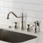 Kingston Brass KB1793BPLBS Bel-Air Double-Handle Widespread Kitchen Faucet with Brass Sprayer, Antique Brass