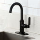 Kingston Brass KSD8503KL Whitaker Single-Handle Bar Faucet, Antique Brass on a modern kitchen counter.