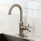 Kingston Brass KSD8503NX Hamilton Single-Handle Bar Faucet, Antique Brass on a countertop