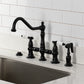 Kingston KS3277BPLBS Bel-Air Bridge Kitchen Faucet with Brass Sprayer, Brushed Brass