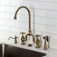 Kingston KS7793AXBS English Country Bridge Kitchen Faucet with Brass Sprayer, Antique Brass
