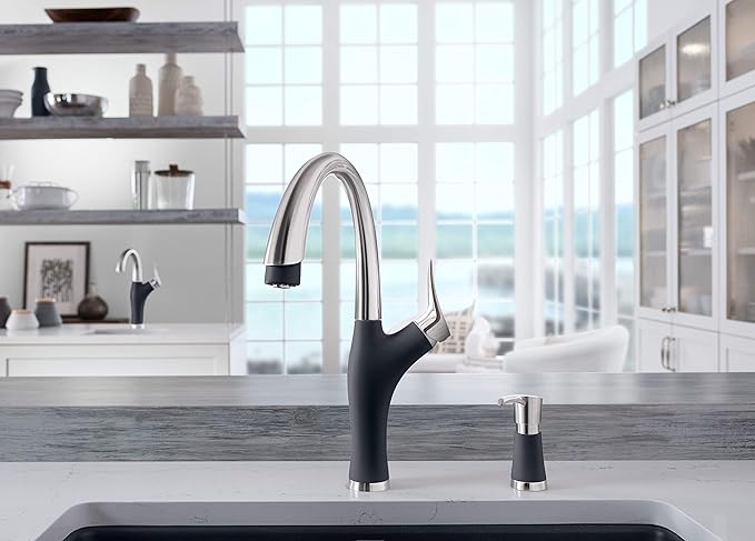 BLANCO Artona Pull-Down Dual-Spray Kitchen Faucet in a modern kitchen setting with elegant design.