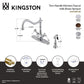 Kingston KS1238BPLBS Bel-Air Two-Handle Kitchen Faucet with Brass Sprayer, Brushed Nickel on display.