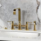 Kingston KS8257DLBS Concord Bridge Kitchen Faucet with Brass Sprayer, Brushed Brass mounted on marble countertop