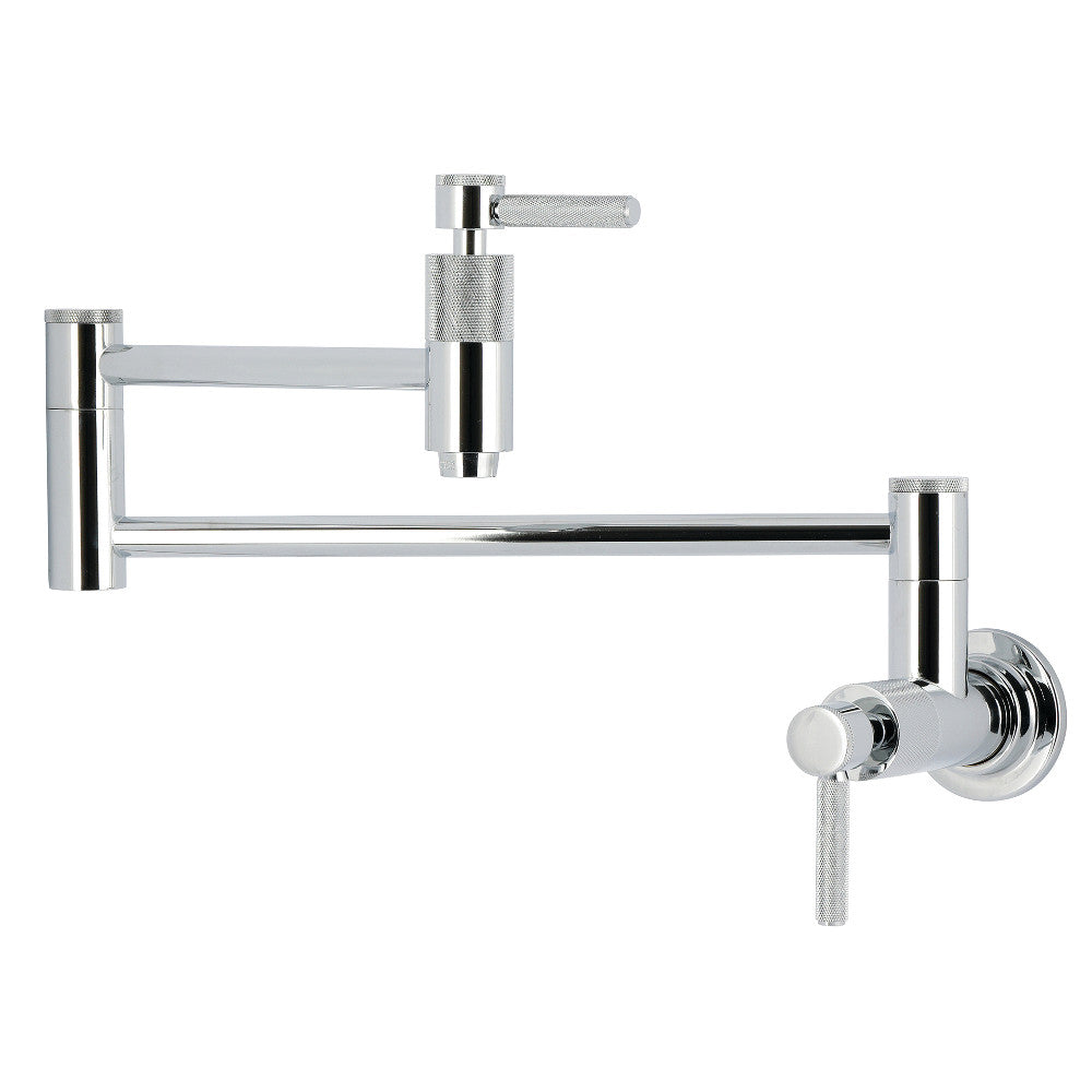 Kingston Brass KS8103KNL Convergent Wall Mount Pot Filler Faucet with Knurled Handle, Antique Brass