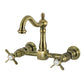 Kingston KS1263BEX Essex Two-Handle Wall Mount Bridge Kitchen Faucet, Antique Brass
