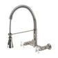 Gourmetier GS1243PX Heritage Double-Handle Wall-Mount Pre-Rinse Bridge Kitchen Faucet, Antique Brass in Brushed Nickel Finish