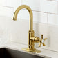 Kingston Brass KSD8503NX Hamilton Single-Handle Bar Faucet, Antique Brass with modern design features in kitchen.