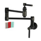 Kingston Brass KS5107DKL Kaiser Wall Mount Pot Filler Faucet, Brushed Brass with matte black finish and colorful neoprene inserts