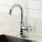 Kingston Brass KSD8503RKZ Wendell Single-Handle Bar Faucet with Knurled Handle, Antique Brass in a modern kitchen setting