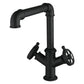 Kingston LS6503CG Fuller Two-Handle Single-Hole Kitchen Faucet, Brushed Brass with industrial matte black finish