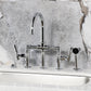 Kingston KS2333TKL Hallerbos Bridge Kitchen Faucet with Brass Sprayer, Antique Brass on marble countertop.