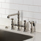 Kingston KS7277BPLBS Bel-Air Bridge Kitchen Faucet with Brass Sprayer, Brushed Brass, elegant design and durable brass construction.