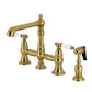 Kingston KS7277BPLBS Bel-Air Bridge Kitchen Faucet with Brass Sprayer, Brushed Brass
