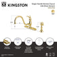 Kingston KS1572TLBS Gourmetier Single-Handle Kitchen Faucet with Brass Sprayer, Polished Brass design and dimensions.