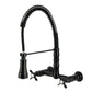 Kingston Brass GS1243BEX Essex Double-Handle Wall-Mount Pre-Rinse Bridge Kitchen Faucet, Antique Brass in matte black finish