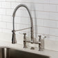 Kingston Brass GS1273BPL Bel-Air Double-Handle Deck-Mount Pre-Rinse Bridge Kitchen Faucet, Antique Brass