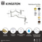 Kingston Brass KS2107TAL Tudor Wall Mount Pot Filler Faucet, Brushed Brass in stylish design and features dimensions.