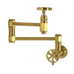 Kingston Brass KS5103RX Belknap Wall Mount Pot Filler Faucet, Antique Brass with industrial wheel handles