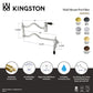 Kingston Brass KS2107PKL Duchess Wall Mount Pot Filler Faucet, Brushed Brass with black porcelain handles.