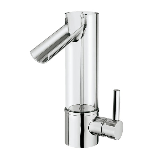 UFFIZI chrome and glass bathroom faucet product detail image with white background
