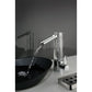 UFFIZI chrome and glass bathroom trough faucet showing water flow feature
