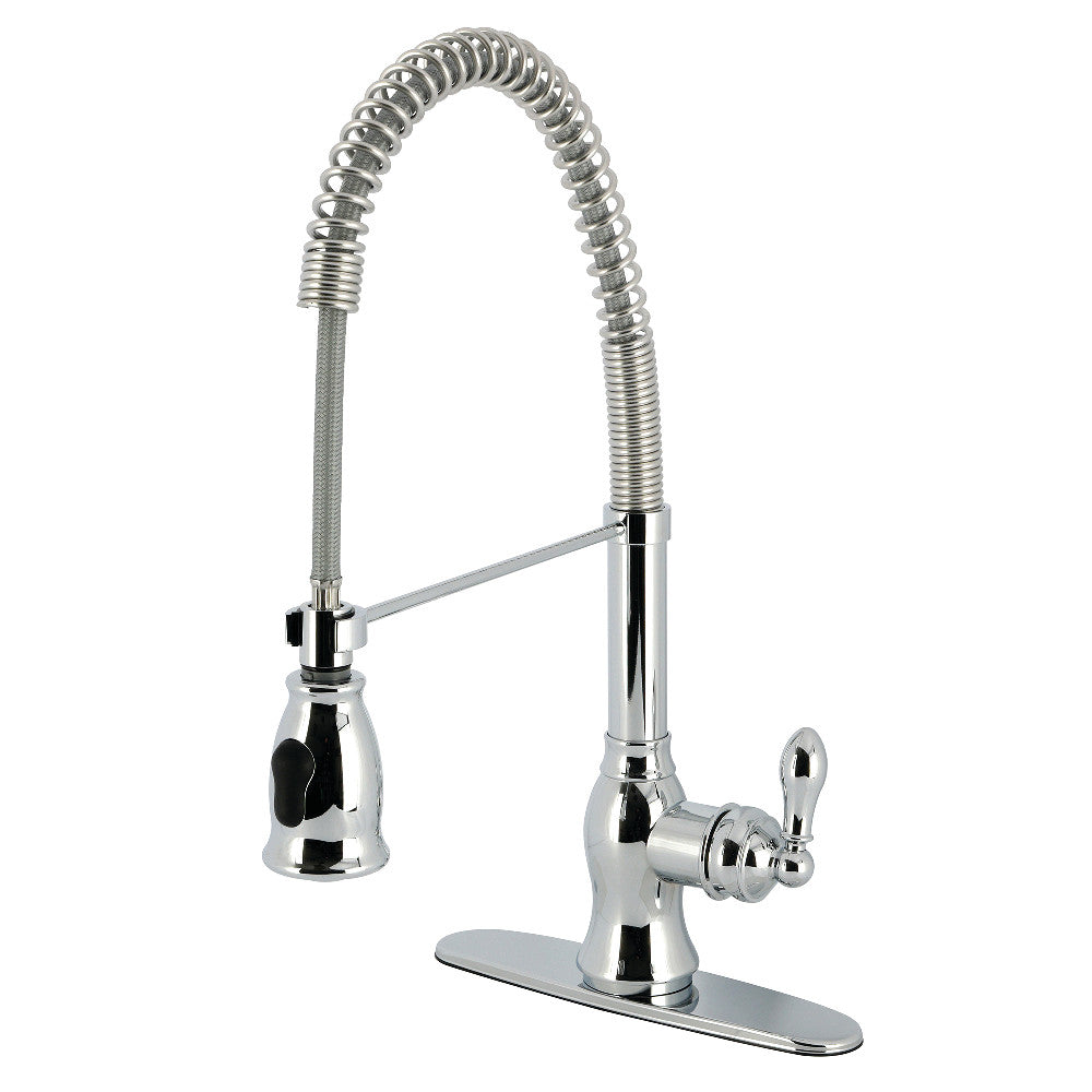 Gourmetier GSY8894ACL American Classic Single-Handle Deck-Mount Pre-Rinse Kitchen Faucet, Black Stainless in polished chrome finish