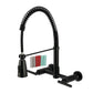 Kingston Brass GS8287CKL Kaiser Double-Handle Wall-Mount Pre-Rinse Bridge Kitchen Faucet, Brushed Brass with flexible spout.