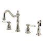 Kingston Brass KB1793BPLBS Bel-Air Double-Handle Widespread Kitchen Faucet with Brass Sprayer, Antique Brass