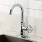 Kingston Brass KSD8503RKX Webb Single-Handle Bar Faucet with Knurled Handle, Antique Brass in modern kitchen setup