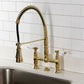 Kingston Brass GS1273BPL Bel-Air Double-Handle Deck-Mount Pre-Rinse Bridge Kitchen Faucet, Antique Brass