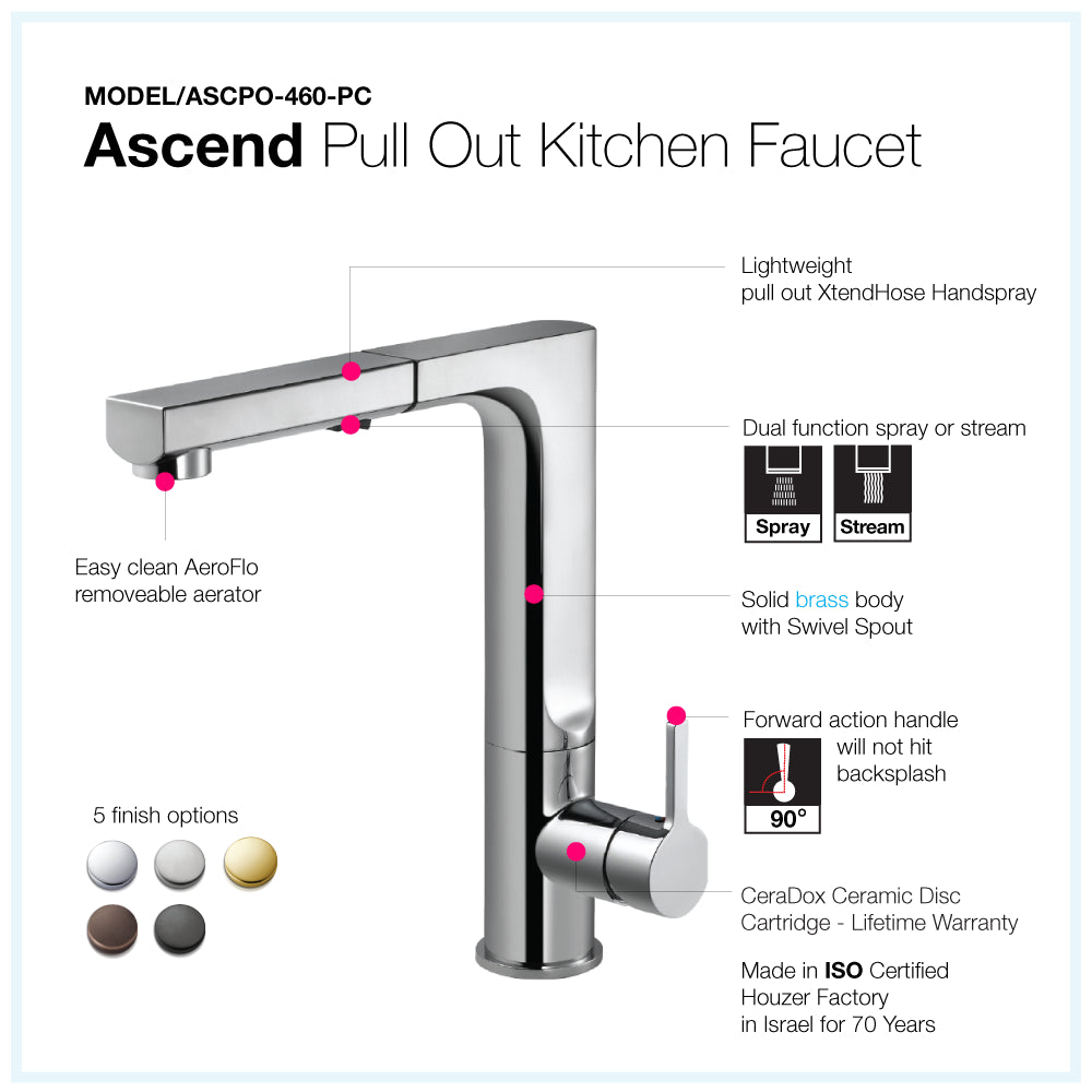 HOUZER ASCEND Oil Rubbed Bronze Single Handle Pull-Out Kitchen Faucet - ASCPO-460-OB