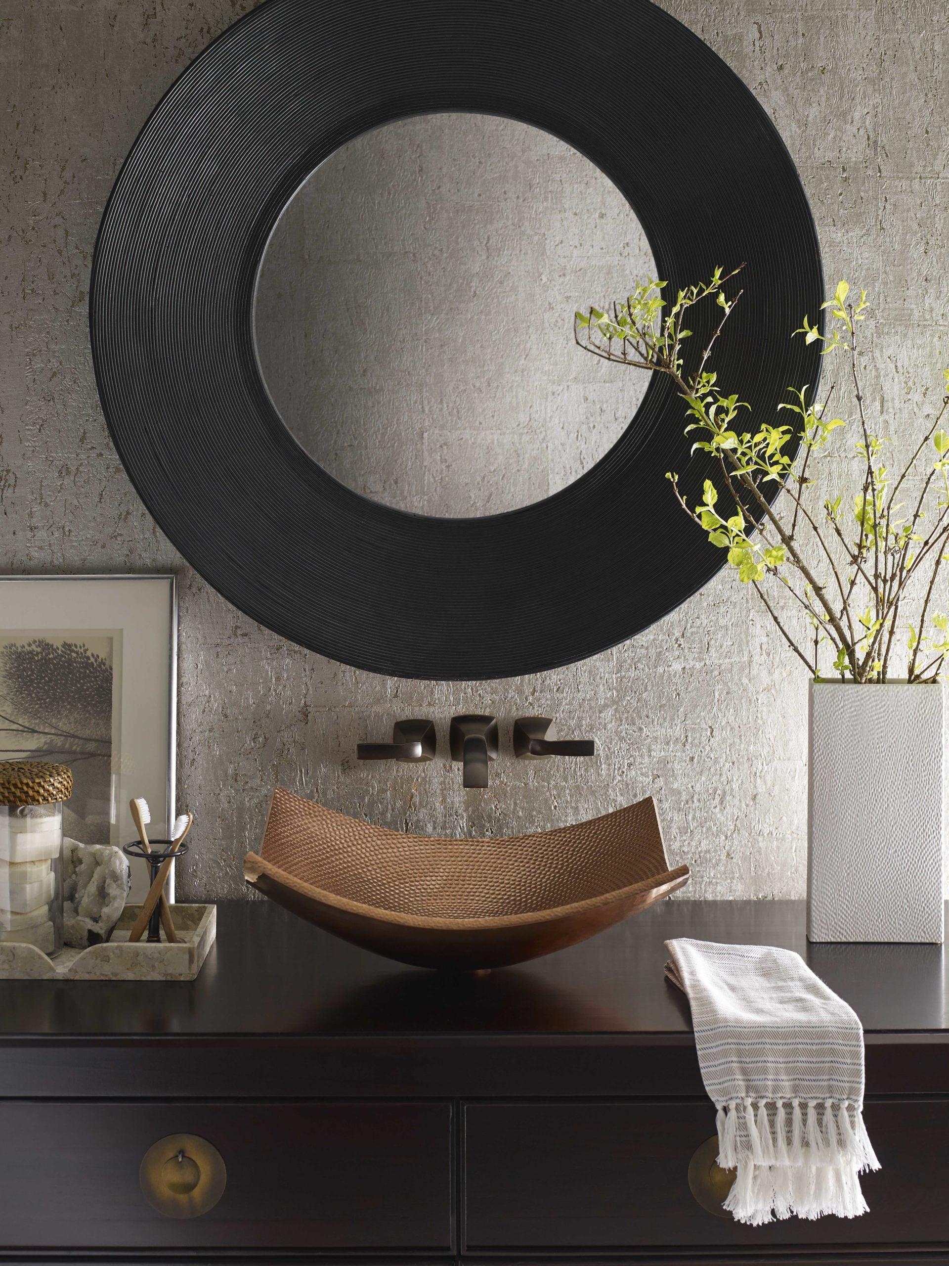 Thompson Arandas 18" Hammered Rose Gold Solid Copper Rectangular Bathroom Sink - NSC-RG - view 3
