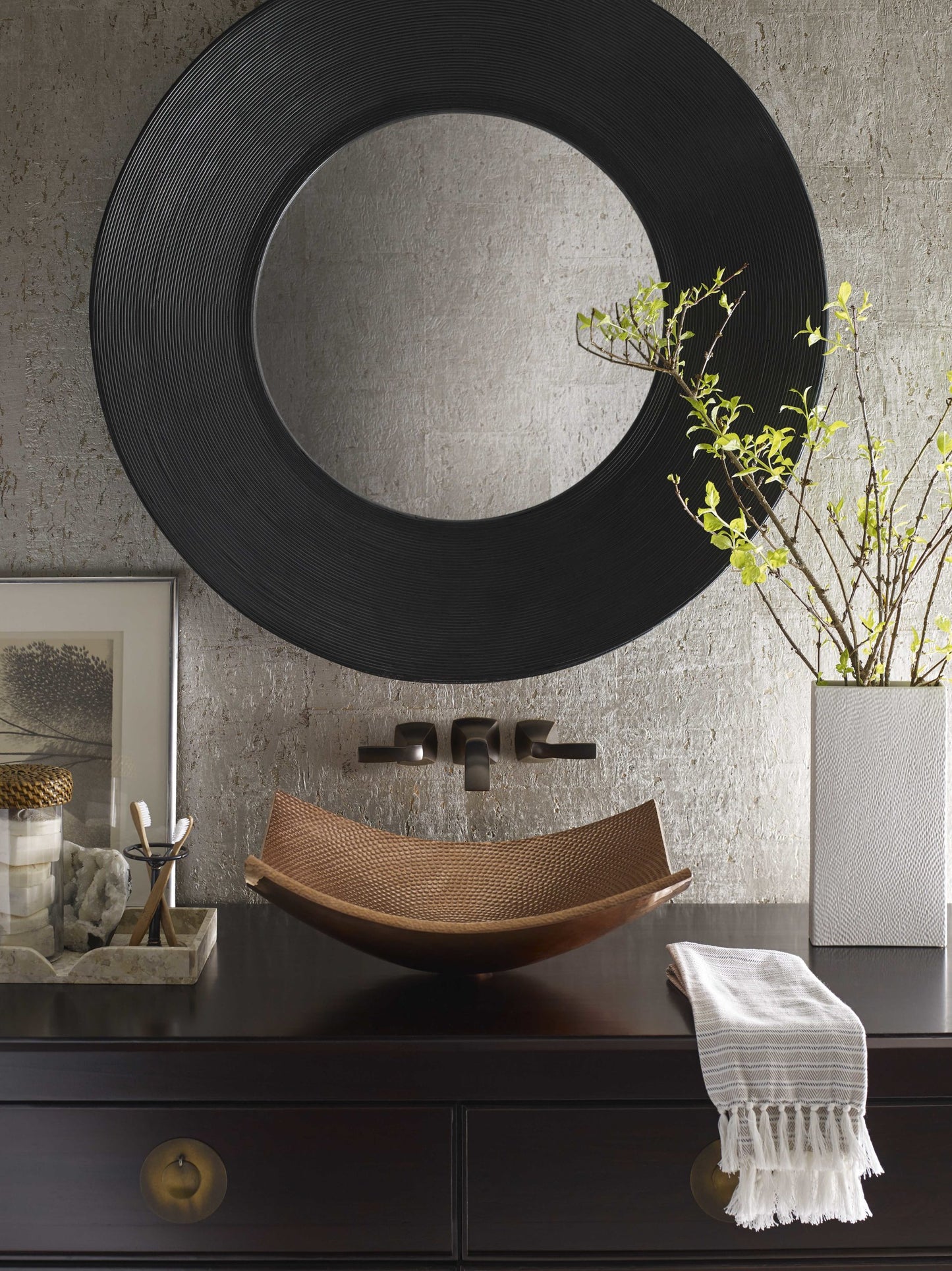 Thompson Arandas 18" Hammered Rose Gold Solid Copper Rectangular Bathroom Sink - NSC-RG - view 3
