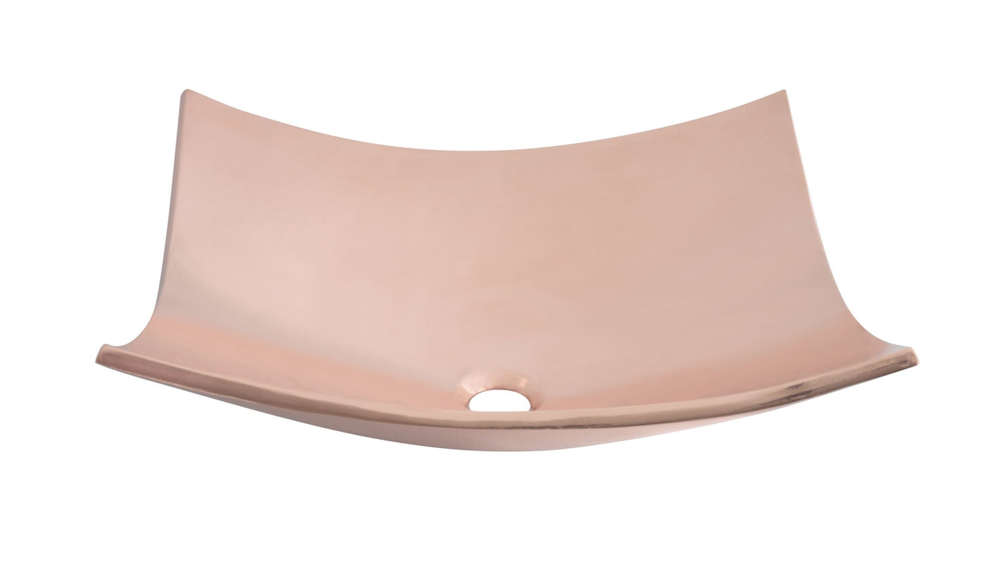 Thompson Arandas 18" Smooth Rose Gold Solid Copper Rectangular Bathroom Sink - NSC-RG-SMOOTH