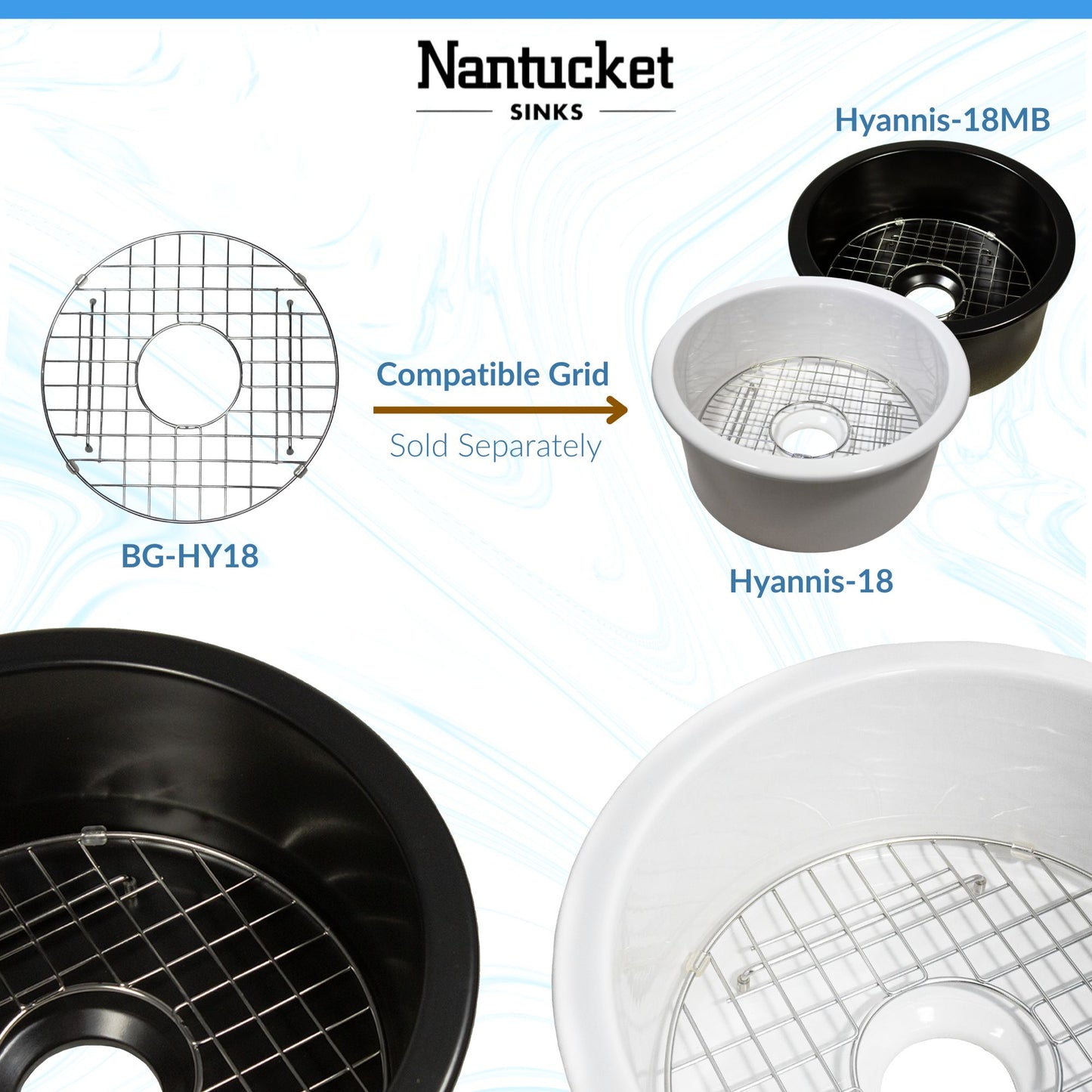 Nantucket BG-HY18 bottom grid for Hyannis 18-inch round sinks