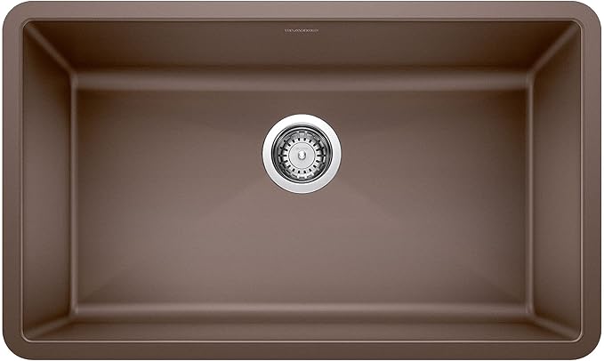 Blanco Silgranit Super Single 32"  kitchen sink in café with a central drainboard