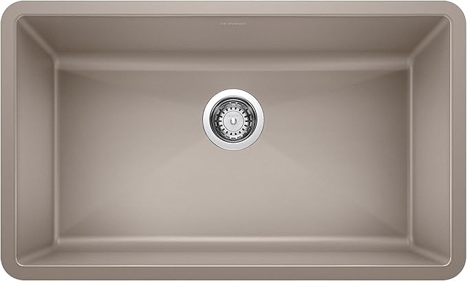 Blanco Silgranit Super Single 32"  kitchen sink in Truffle with a center drain - Product variant image
