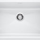 White undermount Blanco Precis 32" Silgranit  kitchen sink on a white background