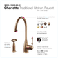 HOUZER CHARLOTTE Antique Copper Solid Brass Single Handle Kitchen Faucet with Sidespray