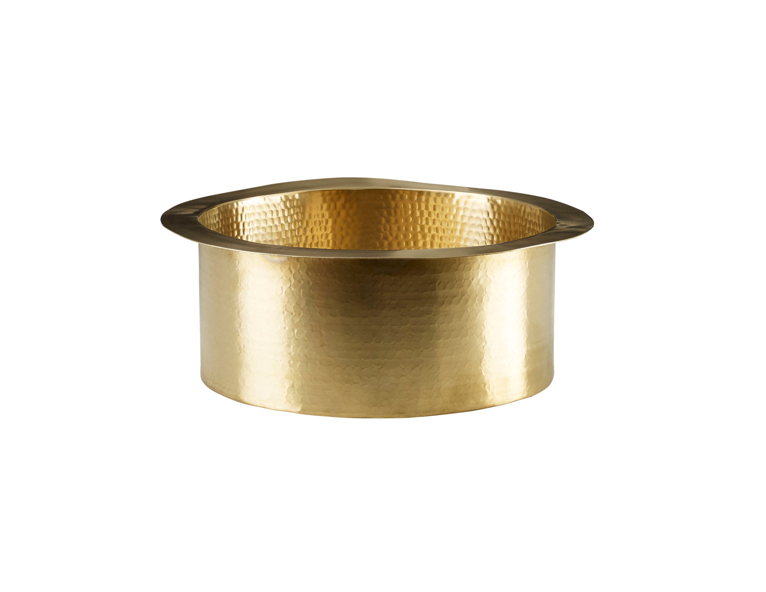 Thompson De La Cruz hand-hammered semi-satin brass bar and prep sink PU-1708HPB, three-quarter front view