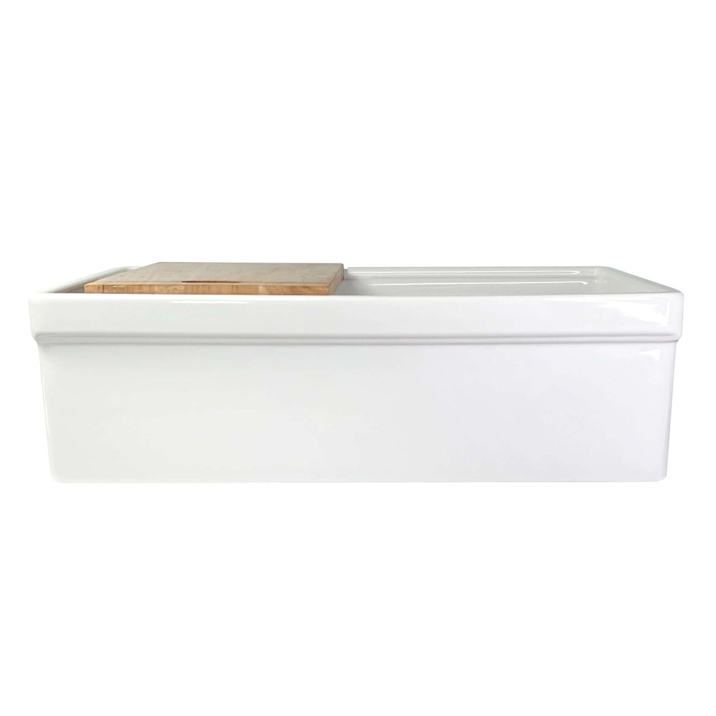Nantucket 30" Single Bowl Workstation Fireclay Sink with Cuttingboard - Dennis30SG right side view with cutting board