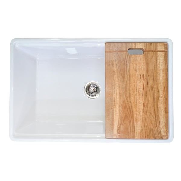 Nantucket 30 Single Bowl Workstation Fireclay Sink with Cuttingboard - Dennis30SG