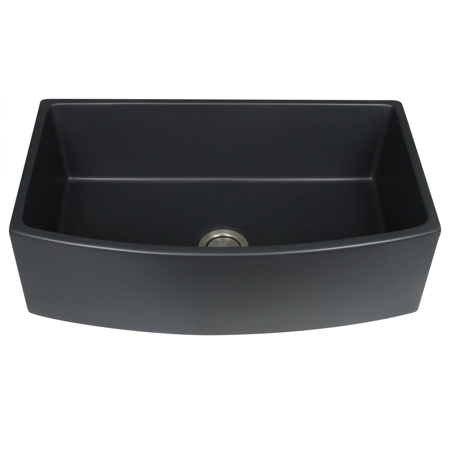 Nantucket Sinks 33" Farmhouse Fireclay Sink with Curved Apron - FCFS3320CA-MB in matte black finish.