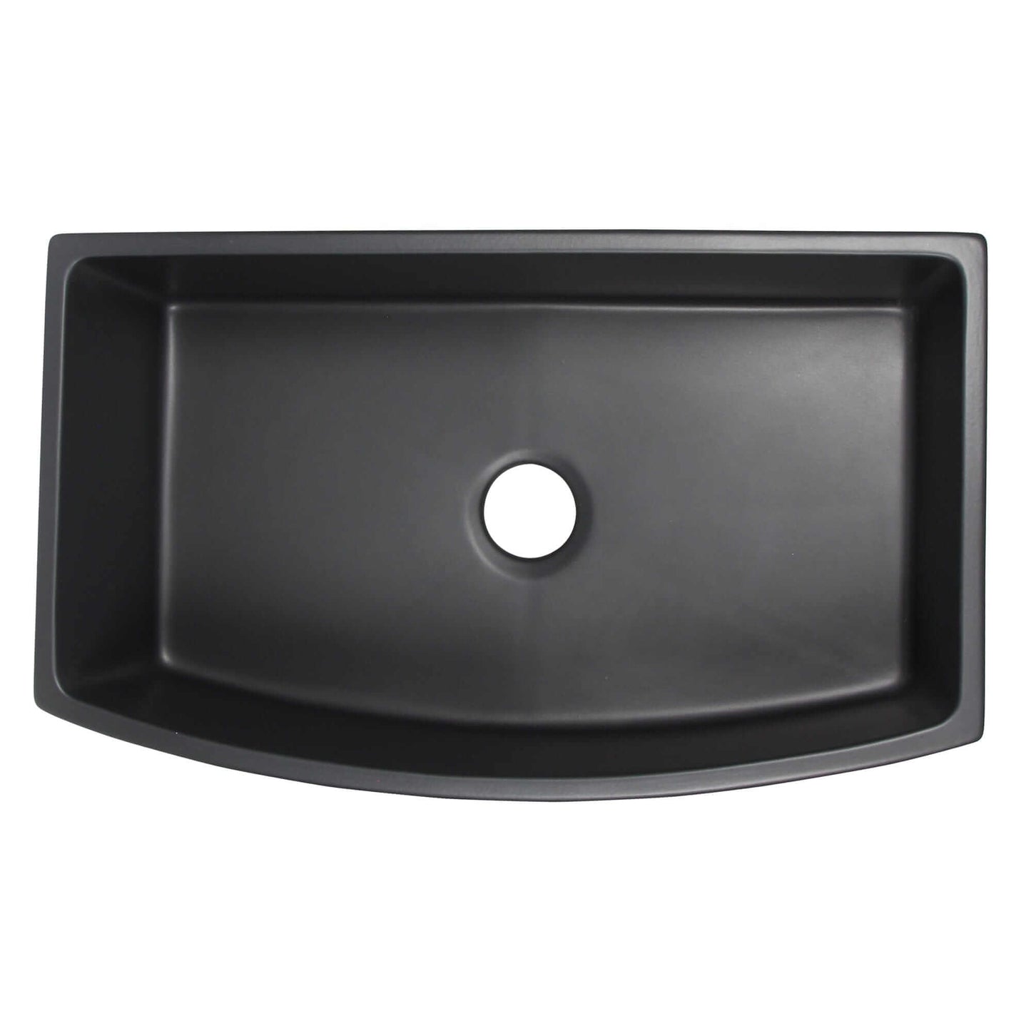 Nantucket Sinks 33" Farmhouse Fireclay Sink with Curved Apron - FCFS3320CA-MB in matte black finish.