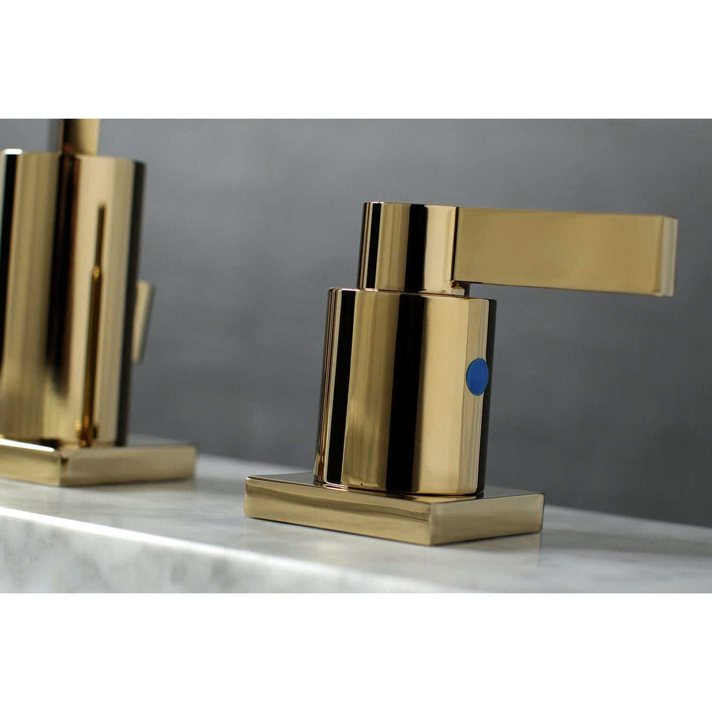 KINGSTON Brass Fauceture NuvoFusion Widespread Bathroom Faucet right side view with flat lever handle.