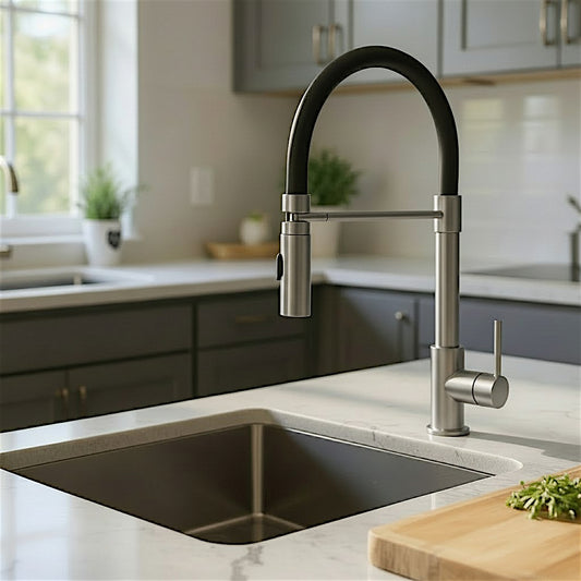 FORTIS Culinary Single Handle Pull-Down Kitchen Faucet in Brushed Nickel